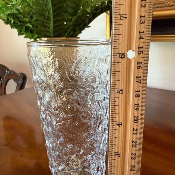 NOS Anchor Hocking Milano Clear Crinkle 14 Oz Tumblers Set Of 3 Vintage 6-3/8" - Picture 4 of 4